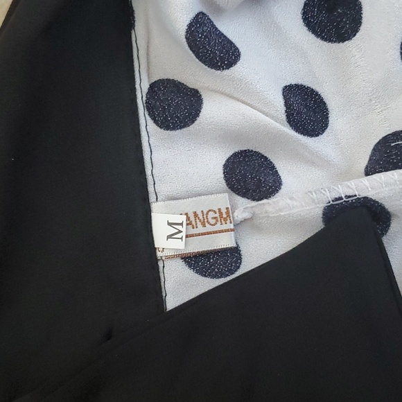 Black & White Sleeveless Polka-dot Summer Dress size M Collared Neck w/ Buttons - Picture 9 of 15